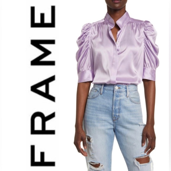 Frame Denim Tops - FRAME Gillian Stretch Silk Blouse in Lilac Size S